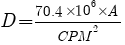 Formula for [D###] = {70.4 * 10^6 * [A#]} / [CPM]^2