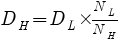 Formula for [D_H] = [D_L] * {[N_L] / [N_H]}