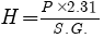 Formula for [H] = {[P] * 2.31} / [S.G.]
