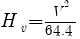 Formula for [H_v] = {[V]^2} / 64.4

