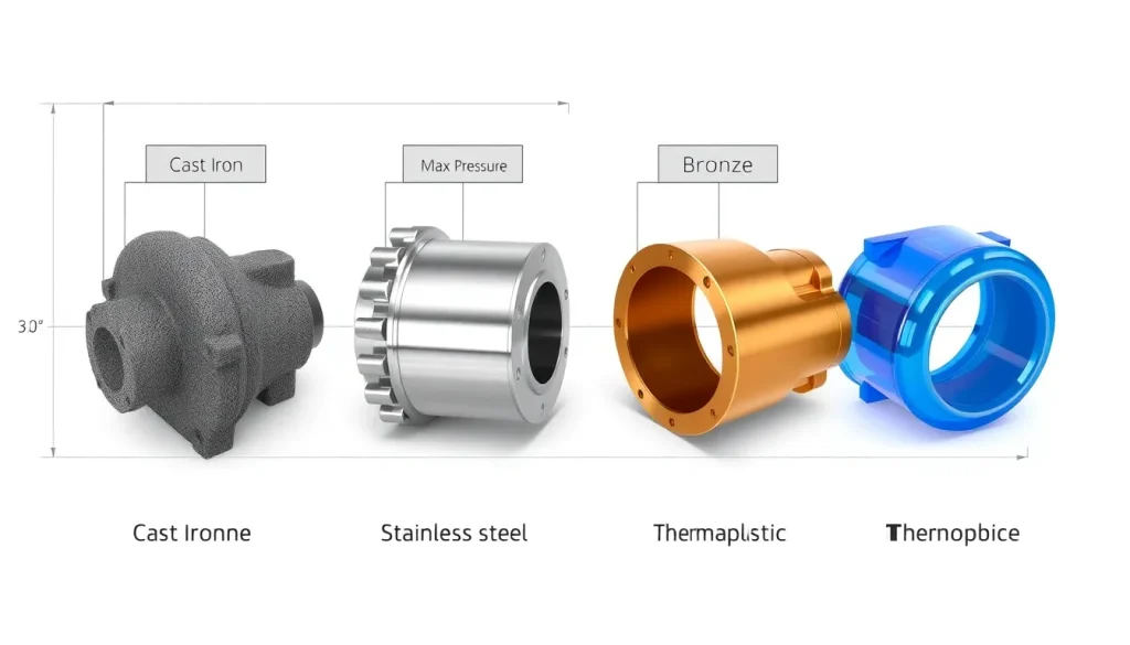 Featured image for Pump Materials of Construction: Cast Iron, Stainless Steel, Bronze, and Thermoplastics — Pump Types & Selection